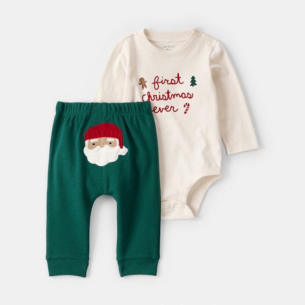 NEW! 9M Carter's Baby 2PC My First Christmas Long Sleeve Bodysuit & Pant Set